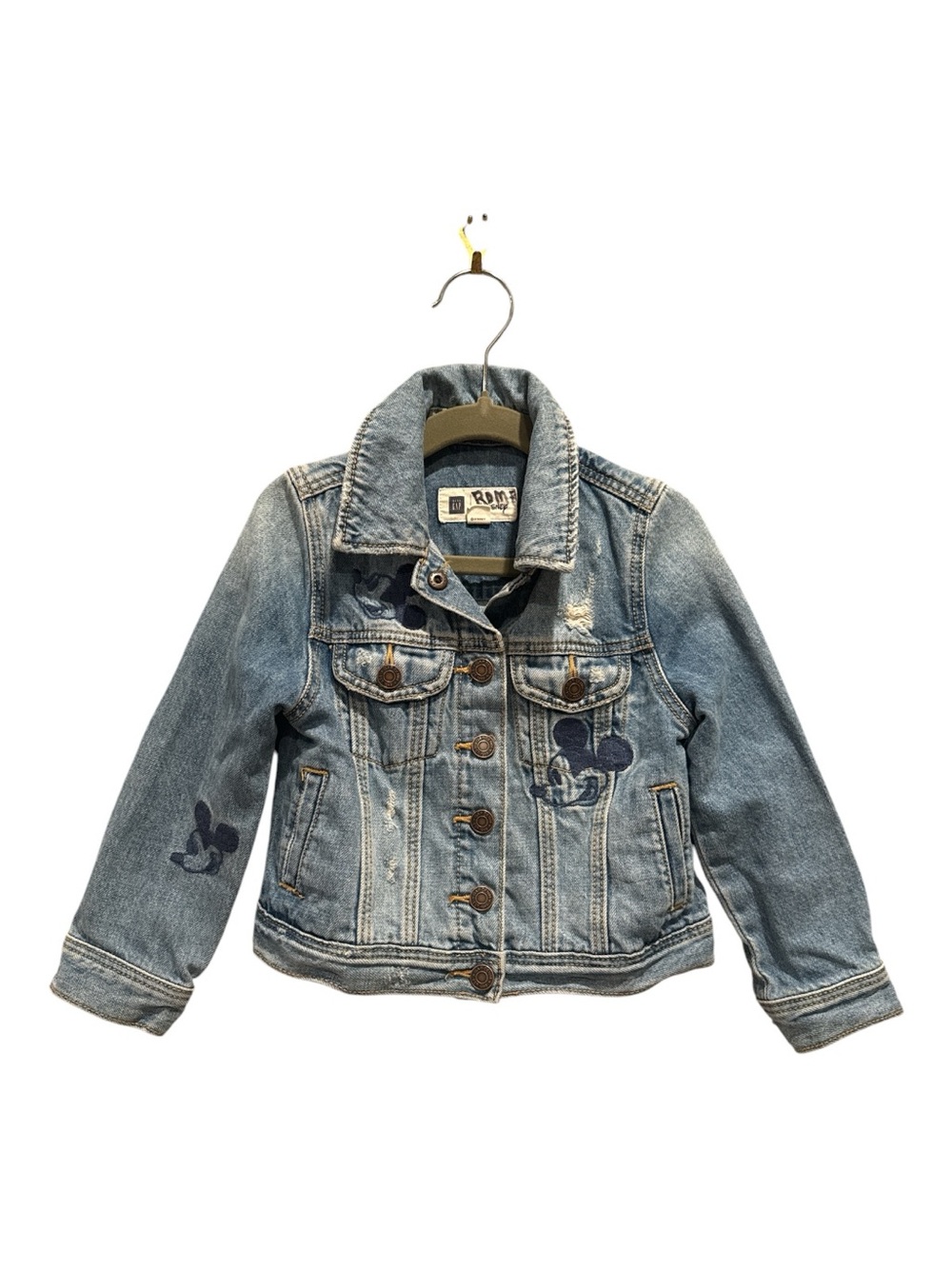 GapKids Girls‎ Disney Mickey Mouse embroidered denim jacket Cute Casual, Size 3Y